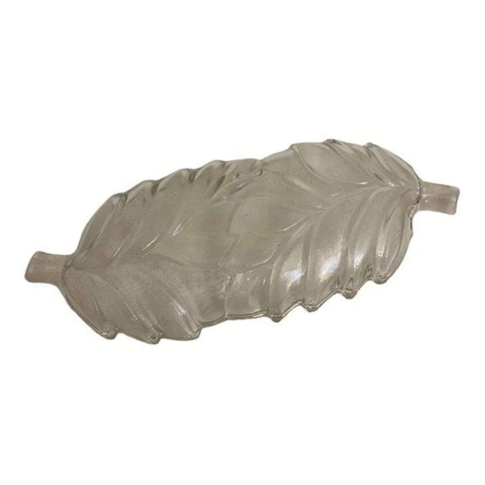 Vintage Jeannette Clear‎ Glass Double Leaf Candy Nut Relish Dish 11